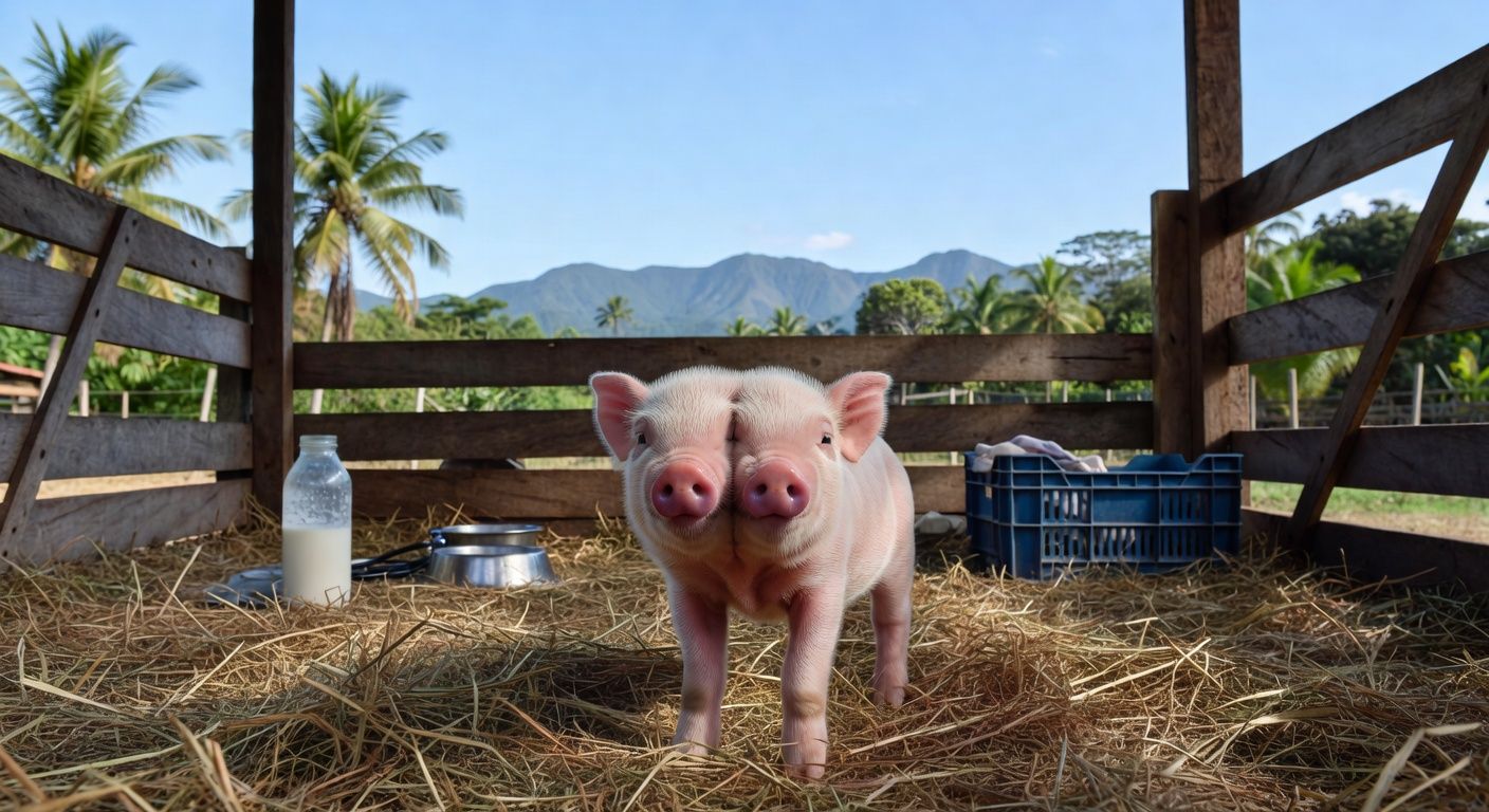 Porco nasce com ‘duas faces’ em propriedade rural no Espírito Santo; caso é raro — Foto: Arquivo pessoal