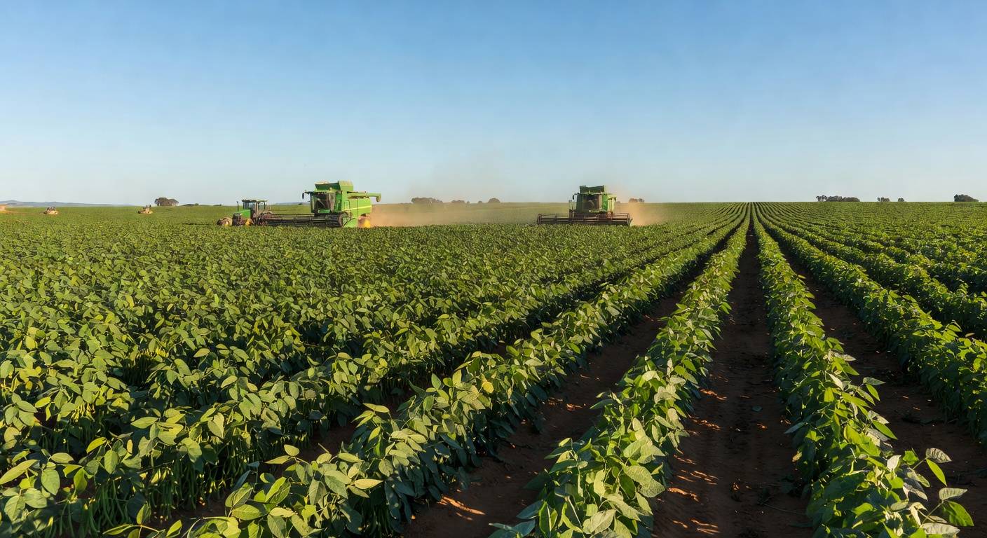 Plantação de soja no Brasil representando agricultura e crédito rural.