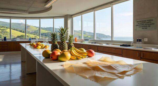 Frutas e legumes que iriam para o lixo viram couro vegetal comestível em projeto desenvolvido pelo Ifes em Venda Nova do Imigrante, no Sul do Espírito Santo — Foto: TV Gazeta