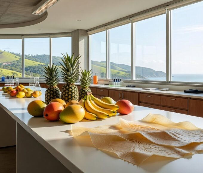 Frutas e legumes que iriam para o lixo viram couro vegetal comestível em projeto desenvolvido pelo Ifes em Venda Nova do Imigrante, no Sul do Espírito Santo — Foto: TV Gazeta